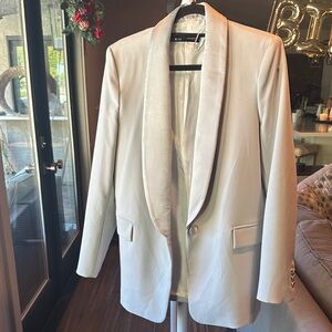 Zara Cream Blazer with Satin Lapel